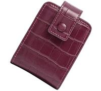 PACKOVE Mini Trousse à Maquillage avec Miroir en Cuir, Étui à Rouge à Lèvres Portable, Couleur Rouge Vin Mystérieux, pour Femme, pour Voyage Et Usage Quotidien