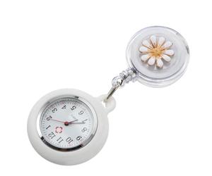 PACKOVE Montre à Gousset Infirmière à Clip en Alliage Blanc Date Réglable et Résistante à l'eau pour Infirmières et Médecins Pendant la Semaine