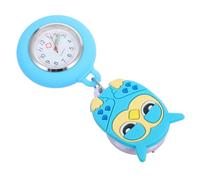PACKOVE Montre de Poche Infirmière en Silicone Bleu Design Hibou, Bouton-Poussoir Extensible, pour Milieu Médical et Hôpital, Style Simple pour Femmes et Médecins