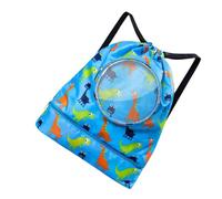 PACKOVE Paquet à Dos à Cordon Imperméable en Pvc Bleu Grosse Capacité et Léger pour Natation et Plage, Motif Dessin Animé Dinosaure pour Garçon et Filles