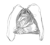 PACKOVE Paquet à Dos en Nylon Brillant Argenté à Cordon, Léger et Spacieux, Grosse Capacité, Bretelles Confortables, Polyvalent pour Sport et Voyage Femme