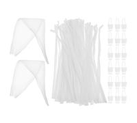 PACKOVE Paquet en Filet Réutilisables 35 Cm Blancs pour Œufs, Pommes de Terre et Fruits, 100 Pièces Petites Boucles de Fermeture, Paquet de Conservation Alimentaires Pratiques pour