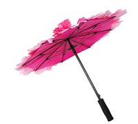 PACKOVE Parapluie de Scène Décoratif à Fleurs pour Garçon et Filles, Tissu Résistant 60 Cm, Rose Vif, Accessoire de Danse et Performance, Léger et Maniable