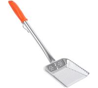 PACKOVE Passoire à Huile en Acier Inoxydable Petite Taille, Écumoire Perforée Manche Orange, Cuillère à Égoutter Multifonction pour Friture, Tamis Filtre Résidus, Ustensile la Cuisine