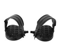 PACKOVE Pédales Plates de Vélo d'exercice avec Sangle, 2pcs, Plastique Noir, Installation Facile, Accessoires pour Vélo D'intérieur Fitness