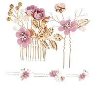 PACKOVE Peigne Cheveux Mariage Fleurs Perles Épingle Cheveux Forme Décoratifs Pour Femmes