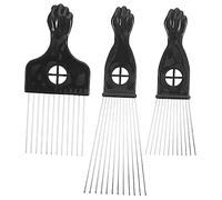 PACKOVE Peigne Métallique Double Face pour Hommes Kit 3 Pièces Dents Larges Acier Inoxydable Coiffure Cheveux Afro Bouclés Démêlage Barbe Usage Professionnel