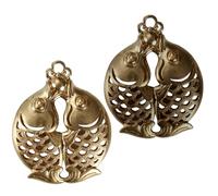 PACKOVE Pendentif Double Poisson en Laiton Rétro Or, Décoration Délicate pour Table ou Vitrine, Lot de 2 Pièces, Ornement de Poisson Amulette