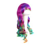 PACKOVE Perruque Bouclée Femme Longue Couleur Arc-ciel Style Harajuku Résistante Chaleur Pour Cosplay Fête Théâtre