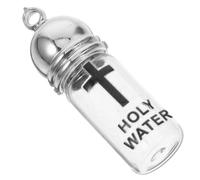 PACKOVE Petite Bouteille Sacrée en Verre Design Croix, Bouchon Acrylique Argenté, Décor de Pâques Élégant pour Cérémonies Religieuses et Baptêmes Chrétiens
