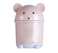 PACKOVE Petite Poubelle Panda Rose en Pp, Couvercle Rabattable pour Bureau | Corbeille de Table, Style Simple et Joli, pour Chambre et Plan de Travail, Rangement Résidus de Café et Épluchures