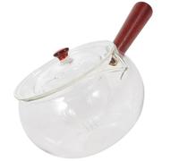 PACKOVE Petite Théière en Verre Borosilicate 300ml avec Poignée en Bois, Résistante la Chaleur et Déformation, pour Thé la Maison Bureau
