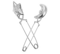 PACKOVE Pince à Feuilles de Thé en Acier Inoxydable Argenté Lot de 2 Filtre à Thé à Longue Prise Design Étoile Créatif pour Bureaux