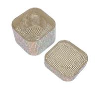 PACKOVE Plat à Ongles Multifonction Cristal Strass Ab Couleur, , Verre Robuste, Nettoyage Pinceaux Nail Art, Accessoires Manucure Professionnels pour Salon