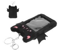 PACKOVE Porte-badge D'identification en Peluche Noir Clip, Pochette de Carte Protectrice Facile à Transporter, Voyages Activités en Plein Air