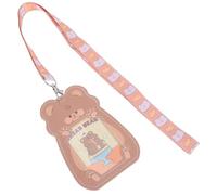 PACKOVE Porte-cartes Mignon en Plastique Transparent avec Lanière Tour de Cou, Étui à Badge Animal de Petit Ours Marron, Porte-cartes de Visite pour Étudiants et Professionnels,