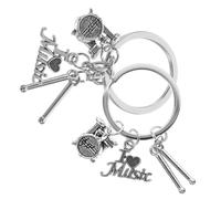 PACKOVE Porte-clés Tambour Et Baguettes De Batterie En Alliage Solide, Lot De 2 Pièces, Accessoire Musical Créatif Pour Batteurs, Présent Pour Amateurs De Musique, Usage Quotidien