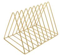 PACKOVE Porte-livres en Métal Forme Triangle Robuste pour Bureau Grosse Capacité de Rangement, Étagère à Livres Élégante en Fer Doré pour Organiser Magazines et Dossiers