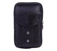 PACKOVE Portefeuille Vertical Pochette Élégante Compartiments Multiples et Fermeture Éclair en Cuir Noir pour Monnaie et Permis de Conduire pour Homme Usage Quotidien