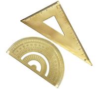PACKOVE Règle de Mesure en Laiton Doré 1 Set Rapporteur et Triangle pour Dessin Précis, Outil de Forme Solide et Clair, pour Travaux Extérieurs