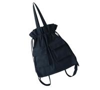 PACKOVE Sac à Dos à Cordon de Serrage Toile pour Étudiants Grand Volume Confortable et Facile à Fermer Style Japonais Noir Sac de Rangement Multifonction