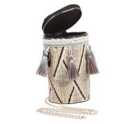 PACKOVE Sac Bandoulière Femme Tissé Sac Seau Avec Pompons Zipper Fermoir Pour Quotidien Plage Shopping