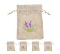 PACKOVE Sachets Vides pour Lavande en Lin Imitation Beige Matériau Respirant et Rechargeable 10x14 Cm, Lot de 5 Pièces pour Rangement Bijoux et Porte-clés