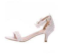 PACKOVE Sandales à Talons en Dentelle pour Mariage Chaussures de Printemps Élégantes Bride Fine Confortables Cérémonies Fêtes Taille 38