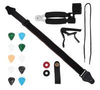 PACKOVE Sangle de Guitare Basse, Courroie de Remplacement pour Guitare Basse, Coton, Pu, Abs, Silicone et Métal, avec Médiators et Capodastre, Pratique et Performance Couleur Aléatoire