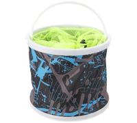 PACKOVE Seau de Pêche Pliable en Toile avec Filet et Cordon de Serrage, 18 Cm de Diamètre X 17 Cm de Hauteur, Seau à Poissons Multifonction pour Camping, Randonnée et Couleur Aléatoire