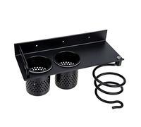 PACKOVE Sèche-cheveux Titulaire brosse sèche-cheveux salle de bains étagère monté support sèche-linge pour salle de bain porte-outils pour cheveux Espace aluminium Black