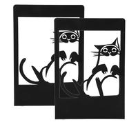 PACKOVE Serrage-Livres pour Étagères en Fer Noir 2pcs Design Chat Mignon, Fond Plat Antidérapant, pour Bureau et Décoration Intérieure