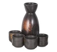 PACKOVE Service à Saké Japonerie en Céramique Bouilloire Tokkuri Jaune Jade Grand Format 4 Tasses à Saké Chaudes Ensemble Traditionnel pour Maison et Restaurant, Tasses à Boissons