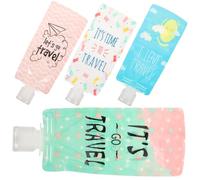 PACKOVE Set de 4 Paquet de Voyage Rechargeables 100ml en Pe avec Bouchons, Résistants la Déchirure et Incassables, pour Cosmétiques en Déplacement