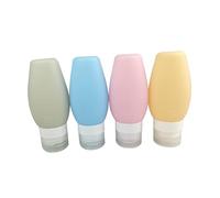 PACKOVE Set de Flacons de Voyage Silicone Contenants Cosmétiques Étanches pour Shampooing Après Shampooing Lotion et Articles de Toilette Bleu Pêche Vert Orange Abricot