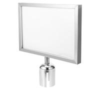 PACKOVE Support de Panneau Double Face A4 Argenté Horizontal en Acier Inoxydable, Cadre Porte-affiche pour Poteau de Signalisation, Cadre Résistant à L’humidité, Usage Public et Contrôle