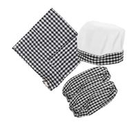PACKOVE Tablier de Cuisine Garçon Fille avec Chapeau et Manchettes Costume de Cuisinier Garçon Fille Set de Pâtisserie Ajustable pour Jeu de Rôle et Activités