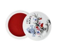 PACKOVE Tampon Encreur Rouge pour Calligraphie Chinoise Boîte en Céramique, Diamètre 7 Cm, Multi-usages pour Peinture et Sceaux, Outil Traditionnel D’Art et Scrapbooking