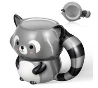 PACKOVE Tasse à Café en Céramique Motif Laveur en 3d, Résistante la Chaleur et Compatible Micro-ondes, Design Adorable Maison Bureau