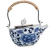 PACKOVE Théière Domestique Vintage en Céramique 210ml avec Filtre en Acier Inoxydable et Poignée en Corde, Petite Taille Pratique pour Réunion ou Usage la Maison