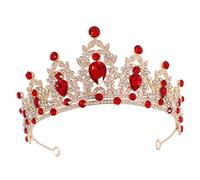 PACKOVE Tiara de la couronne de mariage Diadèmes Coiffes couronne de déesse mariage de la scène diadème de e nuptiale diadème de s de cristal rouge