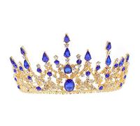 PACKOVE tiare Royal bal de pour femme casque de mariage pour la mariée Couronne couvre-chef de fête accessoire de style baroque Caches d'anniversaire alliage Blue