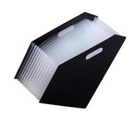 PACKOVE Trieur de Fichiers de Bureau Extensible A4, Organiseur Vertical en Plastique Noir, Porte-documents à Plusieurs Compartiments pour Rangement Documents, Maison et Bureau, Grand