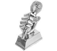 PACKOVE Trophée Microphone en Résine Argenté, Décoration Créative | Cérémonies D’école et Classe, Solide et Peu Cassable, Souvenir de Concours Musical
