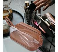 PACKOVE Trousse De Toilette Transparente À Suspendre avec LED Trousse De Toilette Portable en TPU Marron