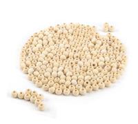 Packra Perles en Bois Naturel pour Macramé, Boules Rondes à Enfiler pour Bijoux de Décoration DIY (6MM-500PCS)