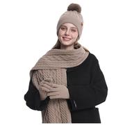 Packs Bonnet éCharpe Et Gants Femme Grosse Echarpe, Gant Hiver Tactile Doublure Polaire Chaud Bonnet à Pompon Tricoter Cadeaux d'hiver pour Ski Sports De Plein Air