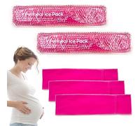 Packs de glace périnéale réutilisables pour soulager la douleur post-partum et hémorroïde, poche chaude et froide pour femmes après la grossesse, 2 poches de glace et 3 housses (rose)