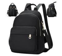 Packs de Jour décontractés, Mini Sac à Dos pour Femmes Multi-Poche Minimaliste Petit Sac à Dos Noir avec fourre-Tout et bandoulière