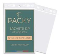 PACKY - Sachet Zip - Sachet Plastique Transparent - 24 Tailles Disponibles - 100 à 10000 pièces - Sac Congélation Zip - Pochon Refermable - Ziplock Bag - Petit et Grand - 14x22 Cm Lot De 5000